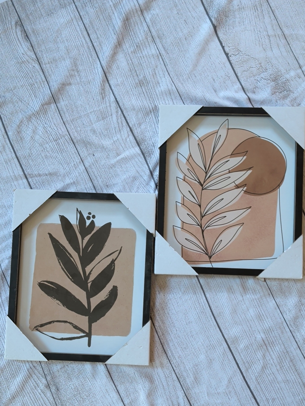 Neutral Tan Botanical Wall Art Set - Modern Leaf Prints